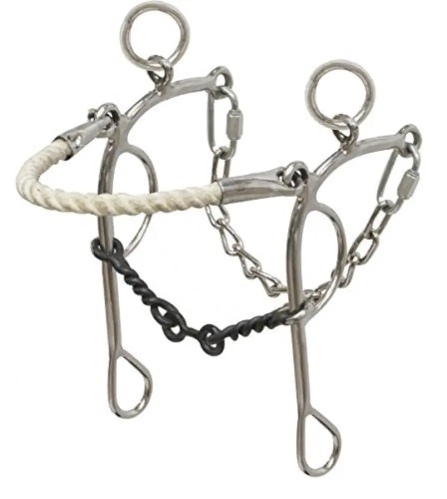 Rope Nose Combo Hackamore Stainless Steel Twisted Wire Dog Bone Bit 5"