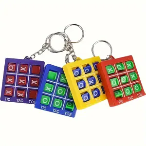 5 Pack Party Favors Keychain Bulk Set, Tic Tac Toe Keychain Game with Spinning Top, Goodie Bag Stuffers Pinata Filler Carnival Prize, Classroom Rewards Back to School Easter Halloween Christmas Gift, Assorted Colors Randomly
