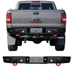 TIOYAR Steel Rear Bumper with Black Texture, LED Lights Integration, 2 D-Rings, Seamless Fit for 1998-2012 Ford Ranger Off-Road Performance