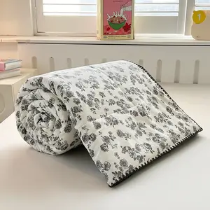 Printed Summer Quilt, Fresh Style Air Conditioning Blanket, Thin Quilt, Small Floral Bedding Set, Lightweight Bedding, New Summer Quilt, Soft Lightweight Quilts