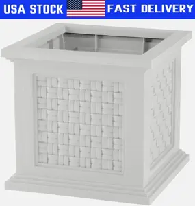 14.65in Planter Box Rattan Style Outdoor Decorative Plant Flower Pot