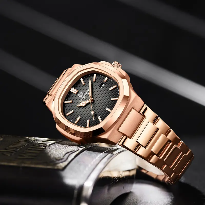 2026 New Men's Fashion Brand Watch Waterproof Night Glow Stainless Steel, Date Day Quartz, Casual Men's Analog Wristwatch