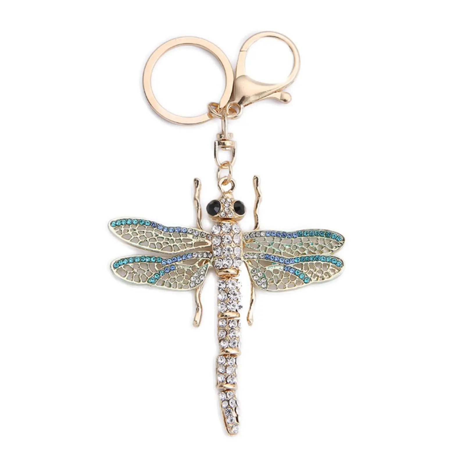 Elegant Small Metal Alloy Rhinestone Dragonfly Keychain Charms - Hollow Crystal Wing Animal Bag Accessory for Sports & Outdoor Gear, Automobile Pendant, Keychain Decor, Gift Keychain