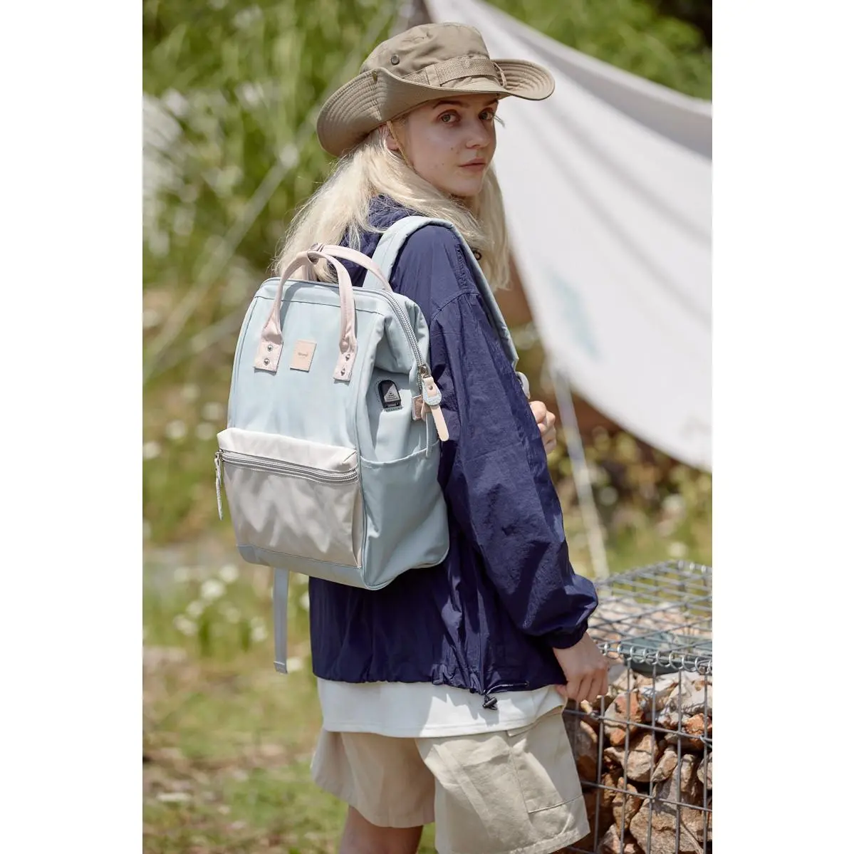 Himawari Water Resistant Canvas Backpack Bag with Side Pockets