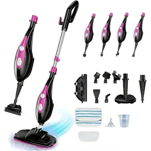 1550W 212℉ All-in-one Pink Detachable Steam Mop With 2 Washable Pads Lightweight Home Floor Couch Cleaner