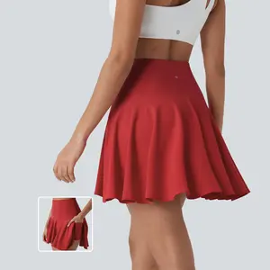 Halara Breezeful High Waisted 2-in-1 Side Pocket High Low Flare Mini Quick Dry Yoga Skirt