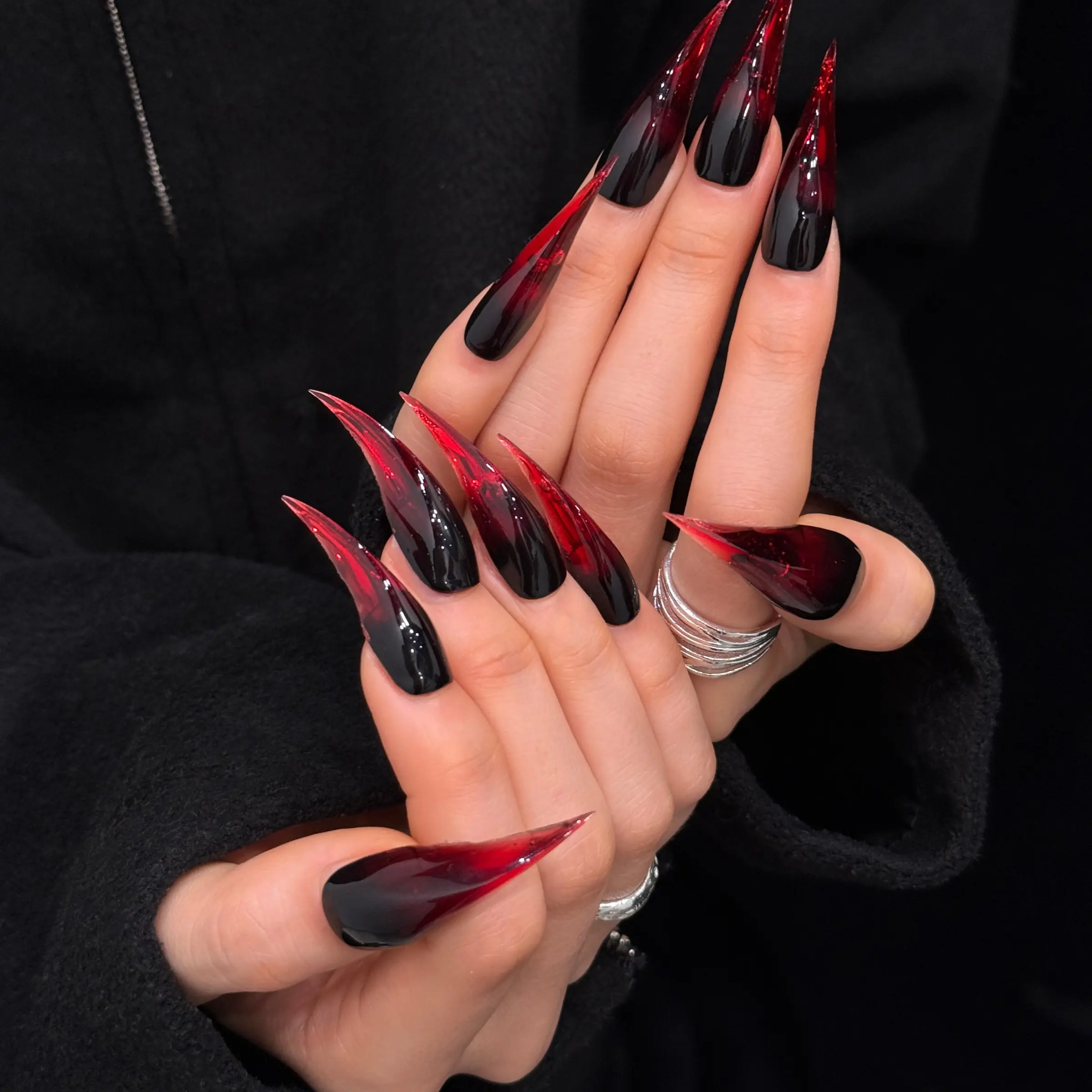 Handmade False Nails, Acrylic Nails, Gradient Dragon Claw Long Nails, Glossy Finish, European Style, Cat Claws, Single Item Pack, Nail Art Diy, Acrylic Fake Nails
