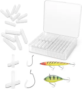 Fishing Hook Covers, Reusable Barbed Hook Protectors with Divided Storage Box, 100 Small & 30 Large, 130 Count