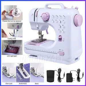 12-Stitch Electric Sewing Machine Portable Design Dual Power Supply for Crafting & Mending Projects with 12 Built-in Stitches Reverse Sewing Ideal for Beginners and Kids