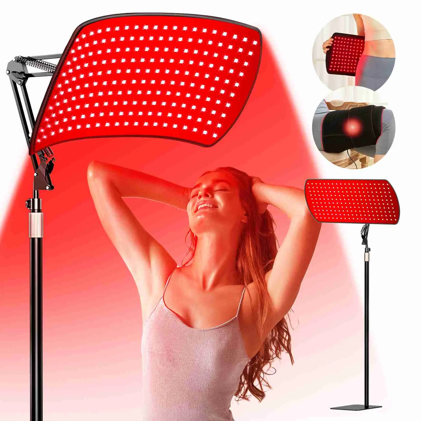 VORTRO Red Light Therapy Device,Detachable Panel and Stand, 5 Hertz Modes 200 LEDs ,660nm &850nm, 60mW/cm2 High Irradiance, Adjustable Timer &Power Levels for Face/Full Body Treatment, MuscleRecovery, Beauty Microcurrent Devices Support