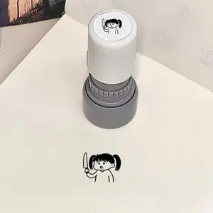 Cute Girl Knife Light Sensing Stamp, High Aesthetic Hand Account Small Stamp, Simple Line Art, Adorable Creative Portable Stamp