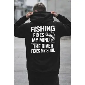 Fishing Fixes My Mind Hoodie – Funny Fishing Quote Graphic Pullover for Men Print Tee