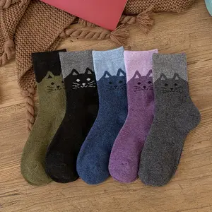 10 Pairs women's cat thermal crew socks fleece blend insulation great for winter sports like skiing hiking and everyday cold weather comfort