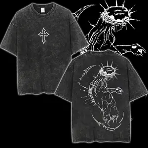 JJBA Jesus Pump Cover, Embroidered Cross, Menswear Gift GYM Oversided Tshirt Graphic Tee