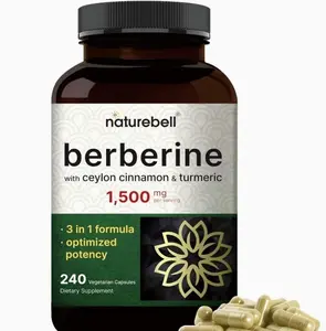 Berberine Supplement 1,500mg with Ceylon Cinnamon & Turmeric Root, 240 Veggie Capsules | 97% Pure Berberine HCL | Supports Balanced Sugar Levels & Heart Health | Vegan, Non-GMO