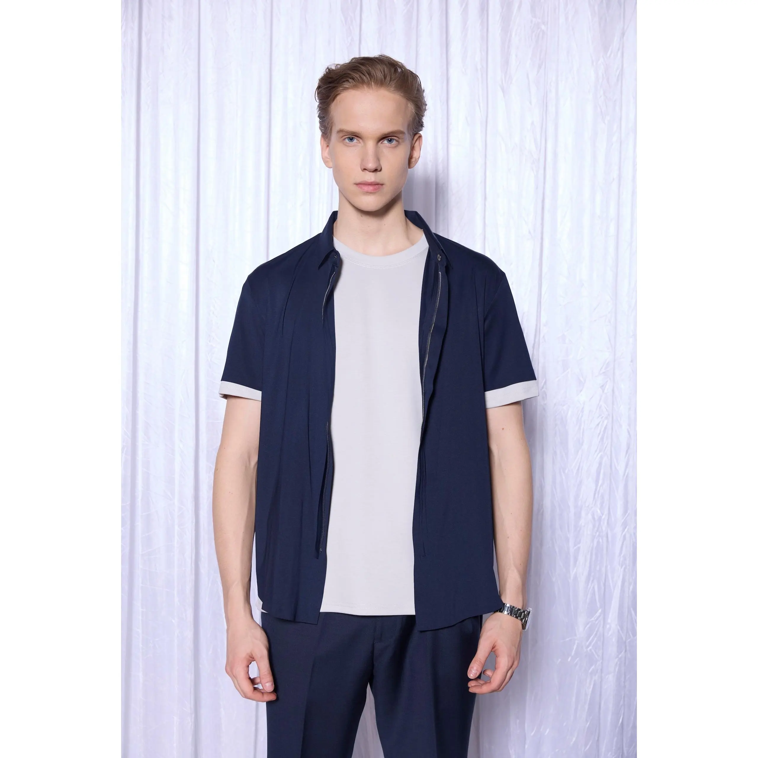 Tech-Wool Overshirt in Deep Navy