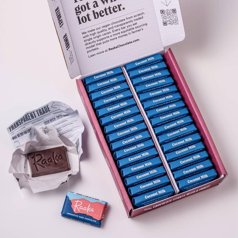 Raaka Chocolate - Mini Doses Box of 30 Dark Chocolate Bars