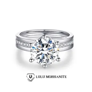 【#10】（Wish）Synthetic Moissanite Engagement Rings 2-3ct D Color VVS1 Round Cut 925 Sterling Silver Anniversary Wedding Promise Ring for Women
