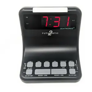 212 MAIN Modern Digital Desktop Clock - Home Decor Electronic Alarm Clock with 2 Dual Alarms, Flashing or Steady Light Modes, Dual USB Charging Ports, Black, Digital Clock
