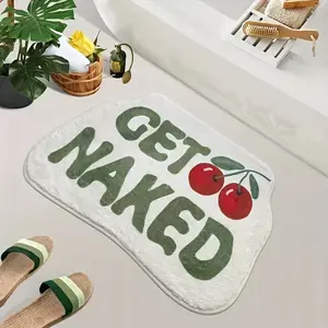 1pc "GET NAKED" Rectangle Bathroom Anti-Slip Rug, Absorbent Super Soft Fluffy Bathroom Mat, Machine Washable Home Decoration for Shower Room