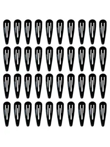 40 Pcs Black Painted Waterdrop Hair Barrettes, Metal Snap Hair Clips for Women, Cute Side Bangs Clips for Girls, Small Hair Fixing Clips