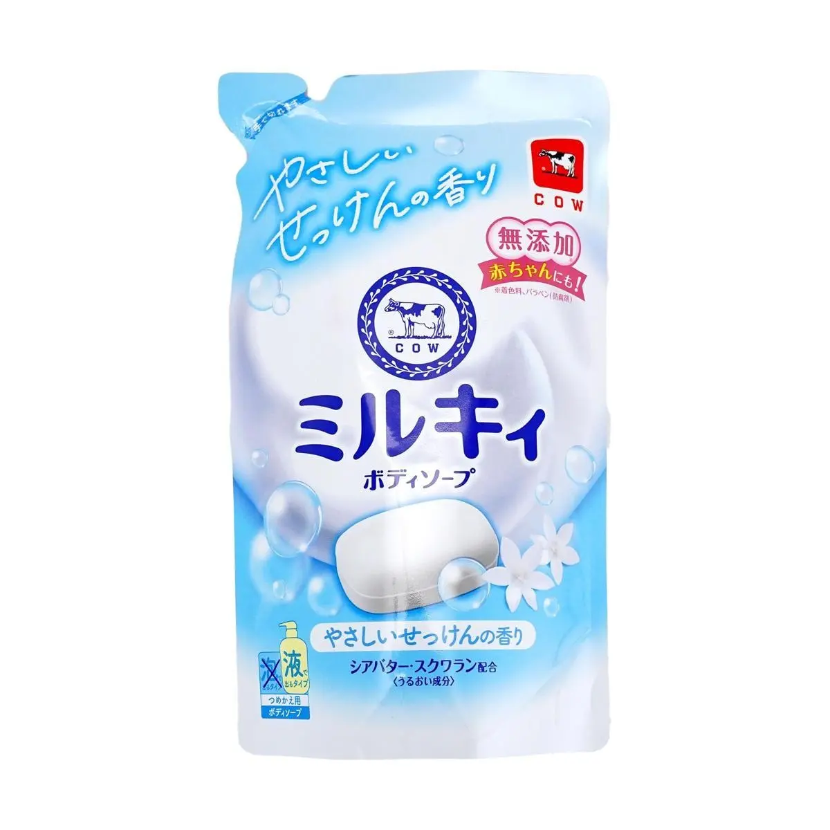 COW Milky Body Wash Refill 360ml - Gentle Soap Scent, Cloud-Like Foam, Refreshing Clean, Non-Sticky Formula