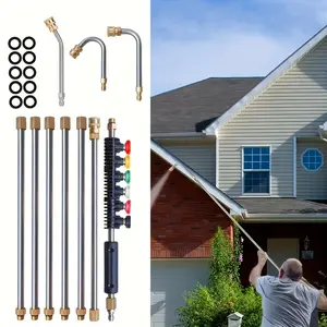 High Pressure Washer Extension Wand, 1/4 Quick Connect Electric Cleaner Nozzle, Multiple Spray Tips, High Flow Nozzle for Gutters, Roof Drains, Exterior Walls