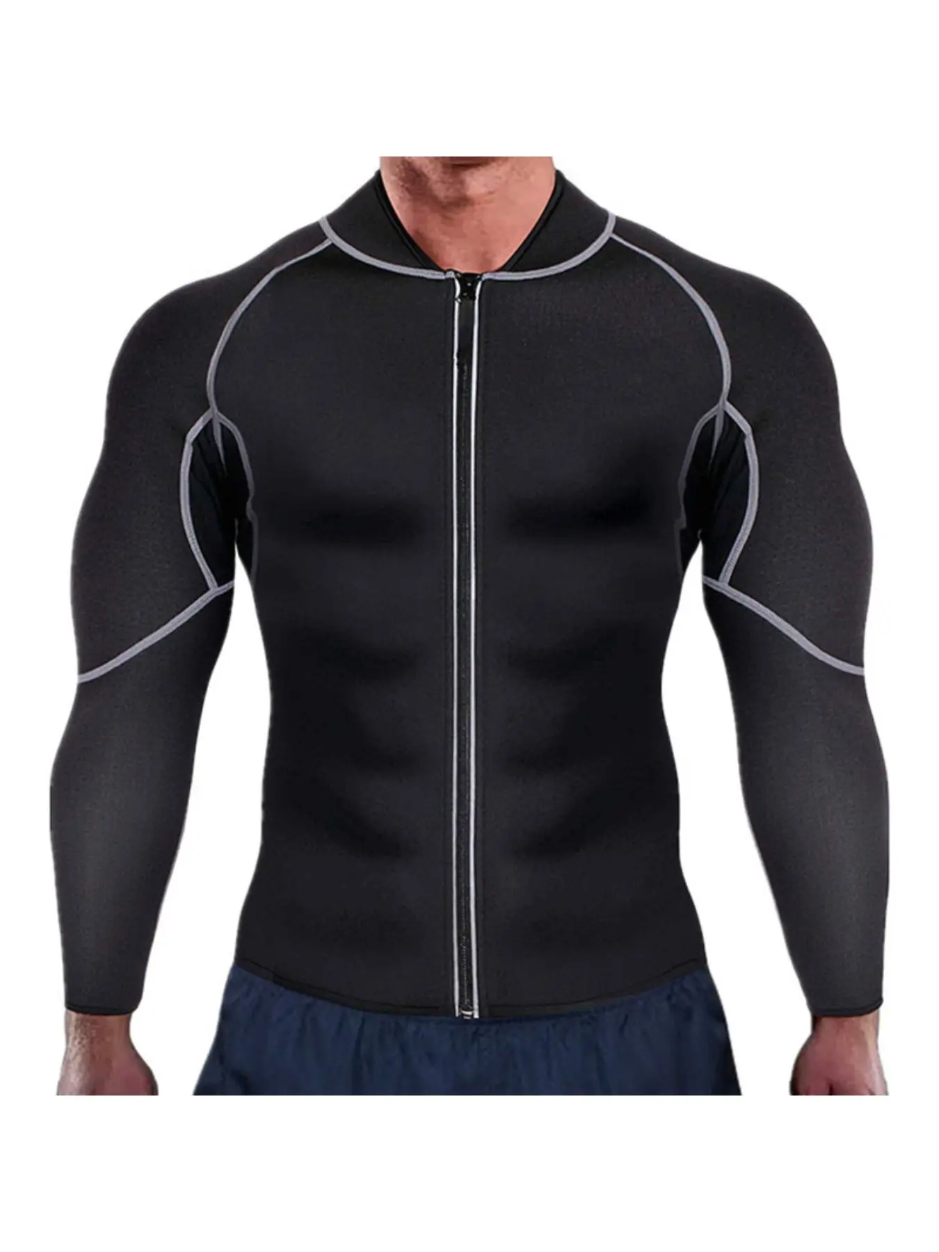 New White Line Sweatsuit Neoprene Men's Wetsuit Shapewear Long Sleeves