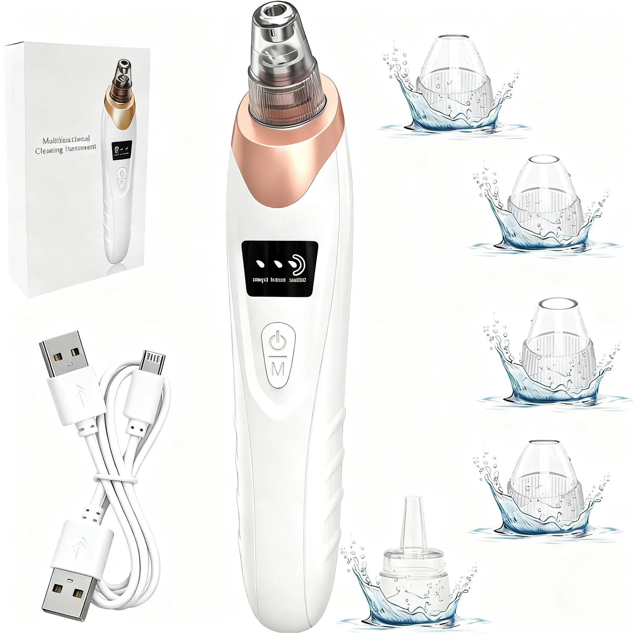 Blackhead Remover Pore Vacuum 5 Suction Power 5 Probes USB Rechargeable Blackhead Vacuum Kit-Facial Pore Cleaner Electric Acne Extractor Tool for Women and Men