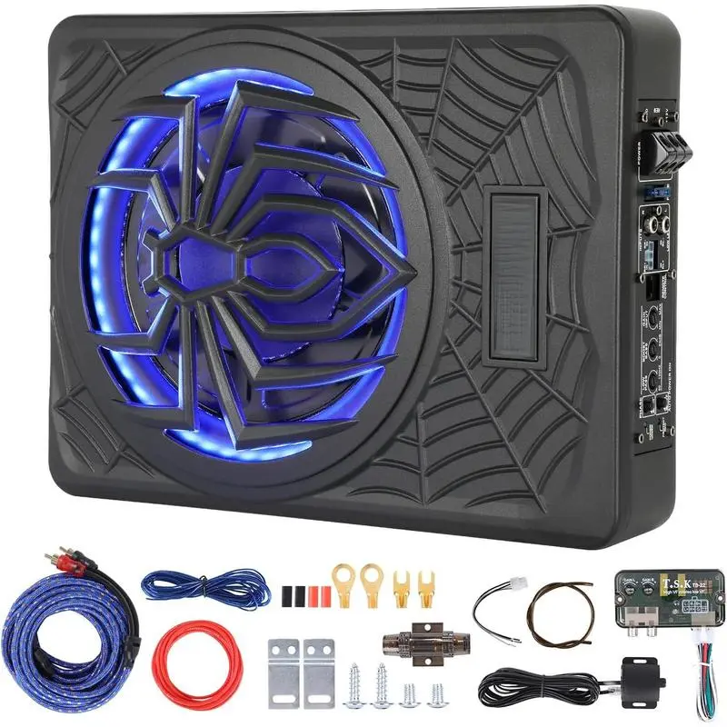 10" 1200W Subwoofer and Amp Package, with Multicolor LED Lighting, Free shippingDeep Bass Family gatheringsEnhancement.UnderSeat Car Subwoofer for a Dynamic Driving Experience with Bass Melodies