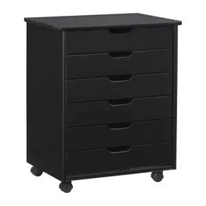 Linon Home Karla Wide 6-Drawer Rolling Cart