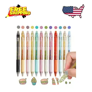 12PCS Cute Glitter Erasable Gel Pens, Multicolor Fine Point 0.7mm