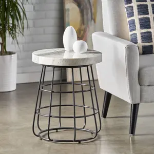 Christopher Knight Home ®   Modern Marble Top & Iron Side Table with Hollow Frame    RR