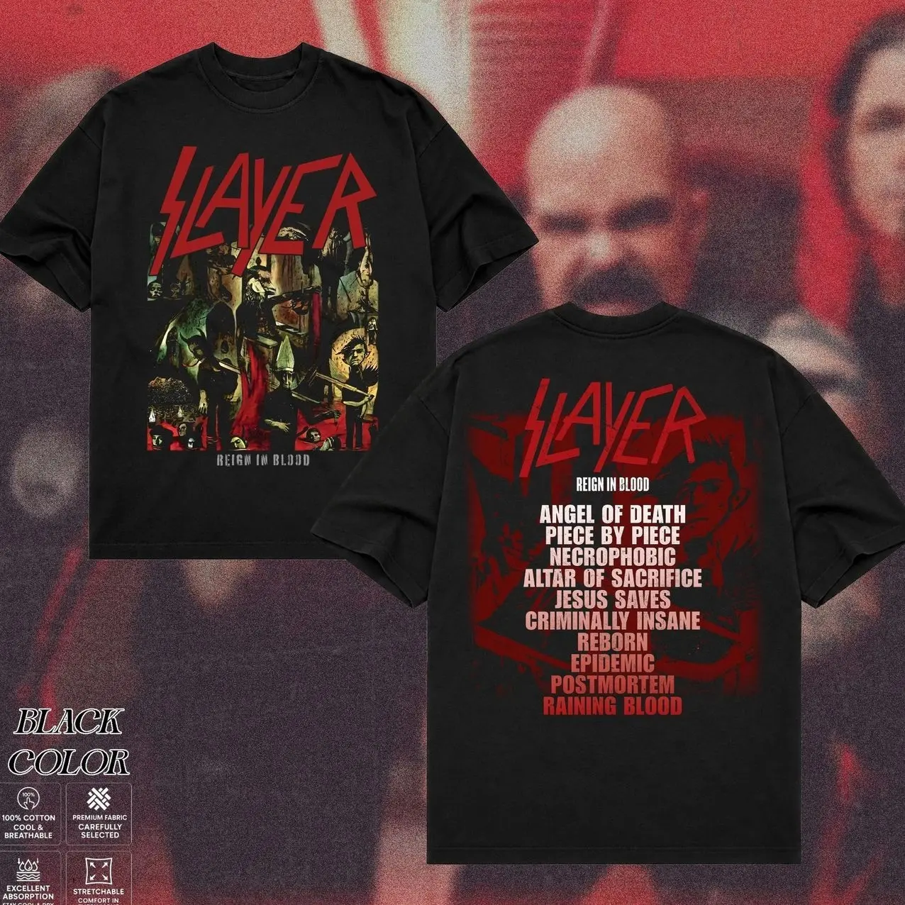 Slayer Band Tour T-Shirt, Old School Thrash Metal Graphic Tee, Hellfire Skull Heavy Metal Shirt, Dark Occult Rebellion Aesthetic Tee, Distressed 80s Speed Metal Graphic T-Shirt, Gift for Metalheads, Unisex Rock Shirt for Men & Women U48