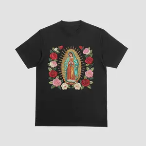 Our Lady of Guadalupe Virgin Mary Floral Catholic T-Shirt