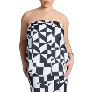 ELOQUII Women's Plus Size Column Satin Tube Top