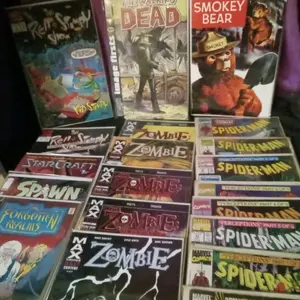 Comic Book Lot  of 20 Featuring Zombie Spiderman The Walking Dead Smokey The Bear Ren Stimpy Show Forgotten Realms Spawn Starcraft