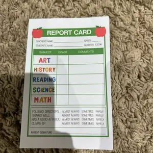 Report card pretend notepads