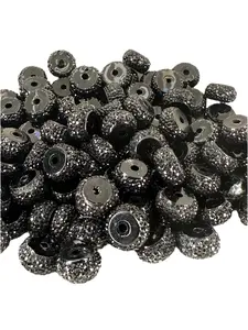 R63- (10PCS) 12mm BLACK Round Rondelle Style Spacer Plastic/Acrylic Beads for DIY