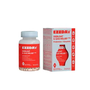 EZZDAY Debloat PRO 4-in-1 Gas Relief Formula with Probiotics Enzymes & Adaptogens for Enhanced Digestive Health - 60 Vegan Capsules Organic Focus Supplement Healthcare Fitness Dietary