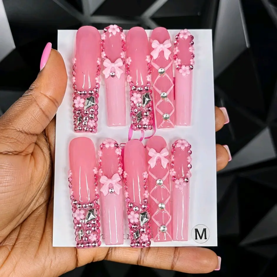 Salon-Quality Thick Acrylic Press-On Nails - False Nail Extension with Durable Base, Extra Strength, Long-Lasting Wear, Easy Application, Everyday Use Product, Everyday Use Products, Fake Acrylic Nail