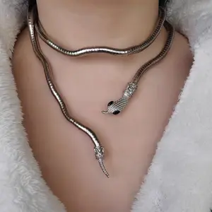 Adjustable Silver Snake Choker Necklace - Gothic Cobra Wrap Statement Jewelry nut cross
