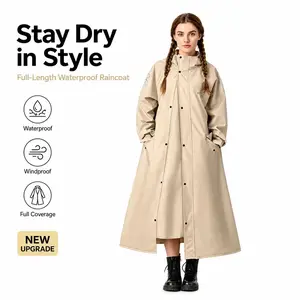 Women's Lightweight Waterproof Trench Coat Rain Poncho Portable Full Body Rain Coat for Cycling Riding Camping Summer Outdoor Gear Large Hooded Raincoat with Poncho ，outdoorfun