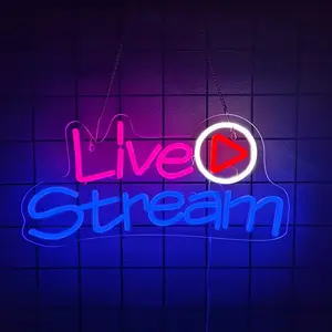 live stream Led Neon Sign - On Air Light for Streamers/Influencers/Gamers - Streaming/Recording Live Neon Signs for Studio, Game Room, Bedroom - Modern Mood Lighting