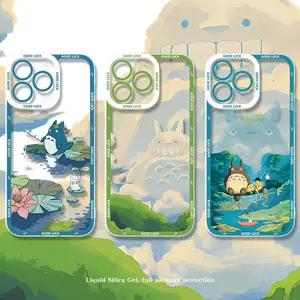 T-Totoros Clear Silicone Case for iPhone 16 E 15 14 11 Pro Max 13 12 Mini XS Max XS X 8 7 Plus Shockproof Washable Soft Cover Protector