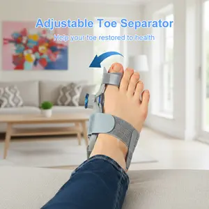 Adjustable Bunion Corrector for Men and Women, Big Toe Splint with Knob Design, Orthopedic Toe Straightener for Bunion Relief, Silicone Inner Pad, Fits Left or Right Foot, Grey (1pc)