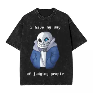 Washed T Shirts Sans Undertale Hip Hop Vintage T-Shirt High Street Streetwear Short Sleeve Summer Tops 1Tee Shirt Men Women