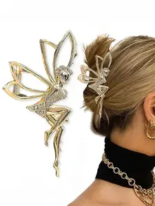 1 Piece Women's Elegant Rhinestone Decorated Hair Claw, Exquisite Shark Clip, Goddess Hair Clip for Women & Girls, All-match Fashion Accessories for Daily Wear, Trendy Jewelry for Birthday Gifts