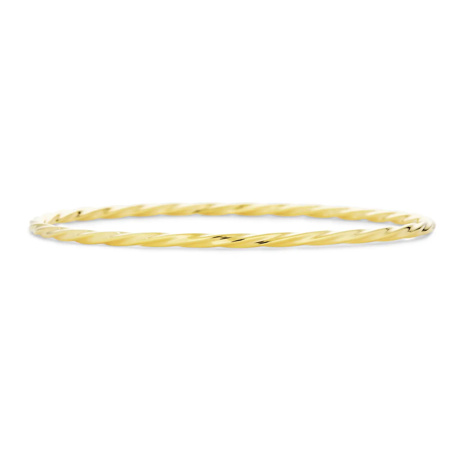 Simple Thin 2MM Twist Round Bangle Bracelet Stackable Yellow Gold Plated