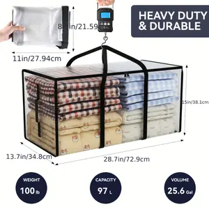 CONGREGATE 25.62gal Moving Bags, 6 Pack Extra Large Moving Bags, Wardrobe Moving Boxes, Clothes Storage, Blanket Storage Bags, Storage Containers For Organizing Bedroom, Closet, Clothing, Transparent Storage Bags Organiser Plastic Rectangle